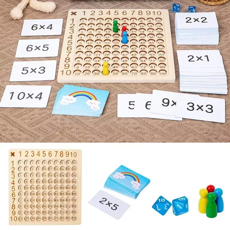 Engaging Montessori Multiplication Wooden Board Game - Fun Educational Toy for Kids to Master the 99 Multiplication Table!