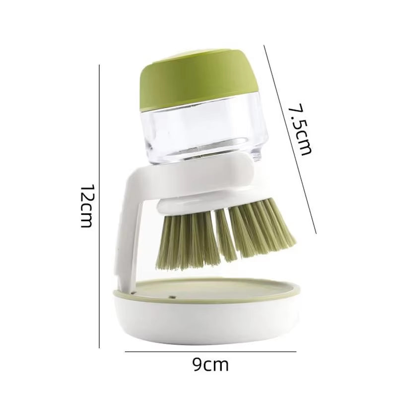 Multi-Use Soap Dispensing Dish Brush with Tray - Essential Kitchen Scrub Tool for Effortless Cleaning