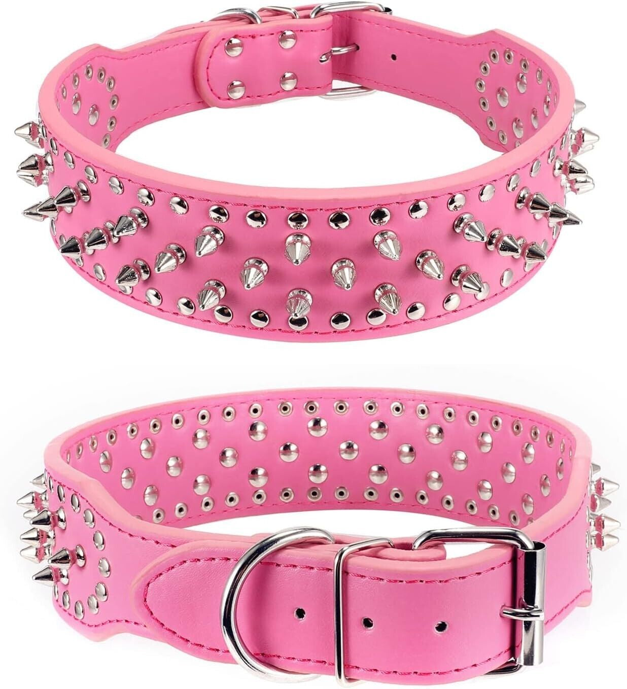 Stylish Spiked Studded Leather Dog Collar - Adjustable for Small to Large Pets, Perfect for Cats and Pit Bulls