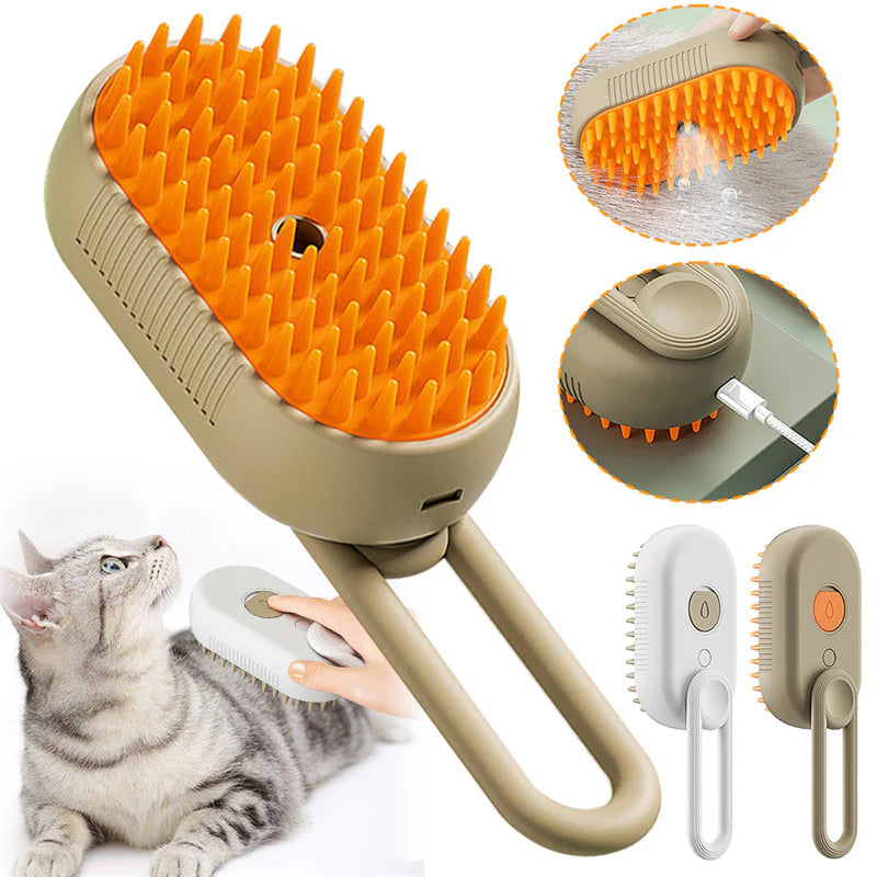 Pamper Your Pets with the Purr-fect 3-in-1 Furry Spa Day Steam Brush!