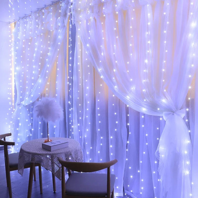 Enchanting Christmas Lights Curtain Garland - Festive Home Decor & Perfect Xmas Gifts for 2024 New Year Celebrations!