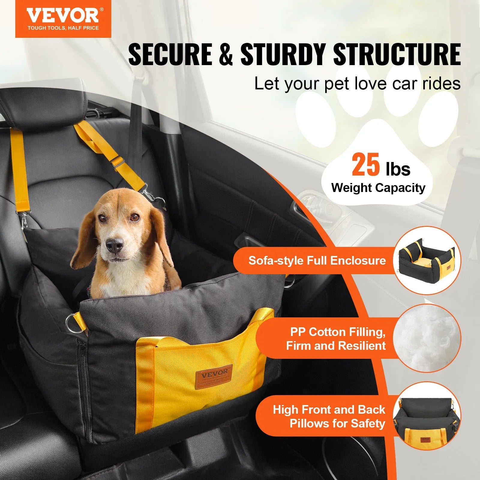 VEVOR Pup-Topper: The Ultimate Doggo Throne for Tiny Furballs under 25 Lbs - Adjustable “Backseat Driver” Included!