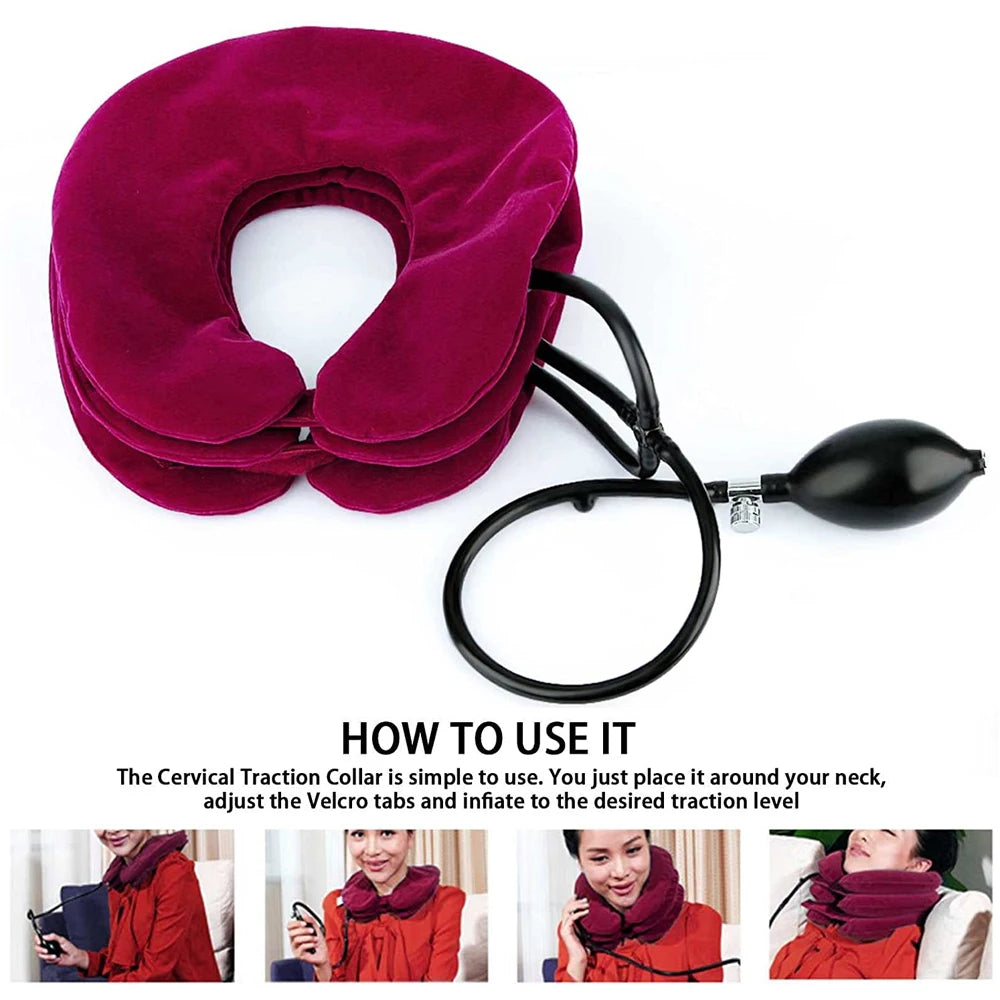 Ultimate Cervical Neck Traction Device - Inflatable Neck Stretcher for Chronic Pain Relief & Shoulder Alignment at Home