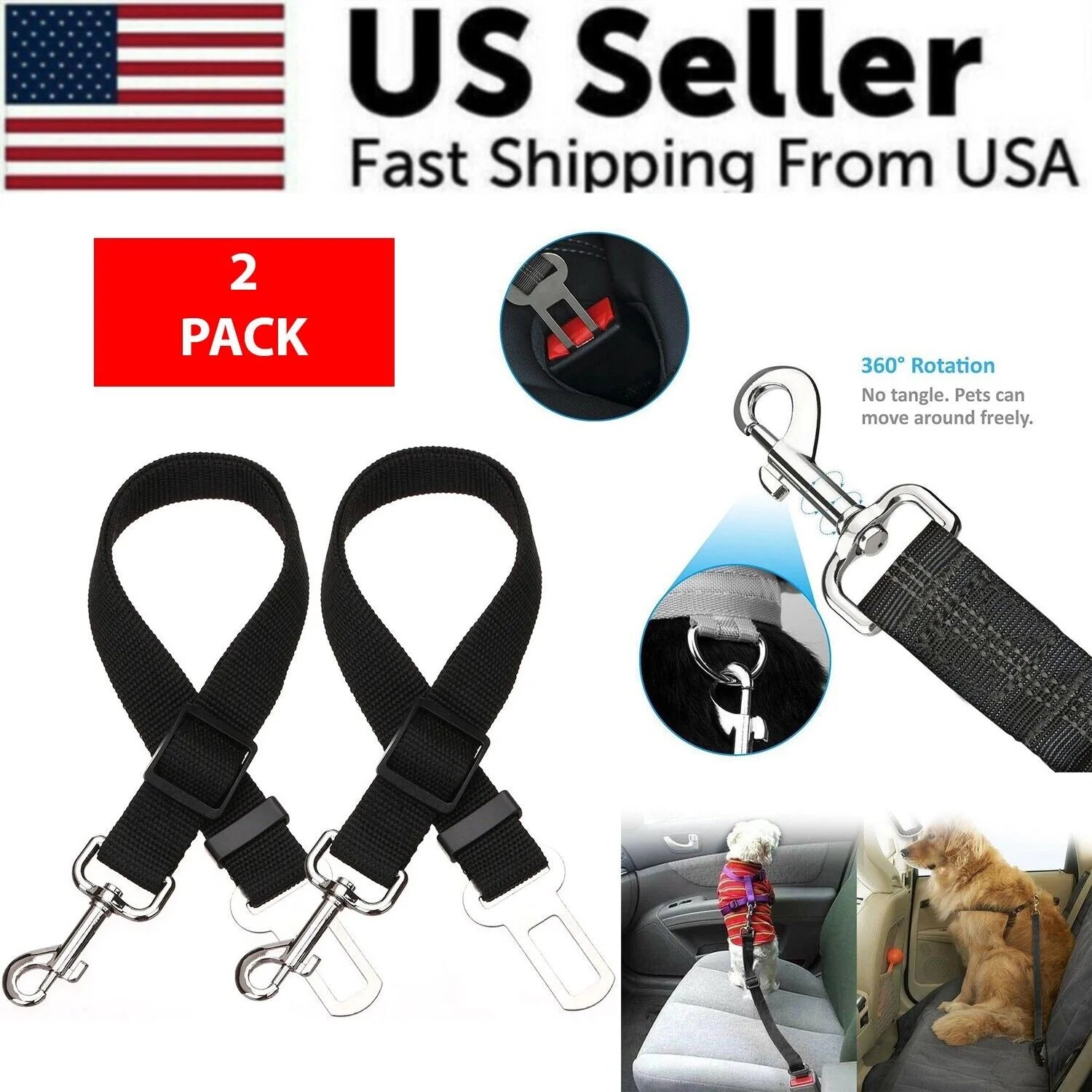 “Paw-some 2-Pack Pet Seatbelts: Because Your Furry Friend Deserves a Safety Belt Too!”