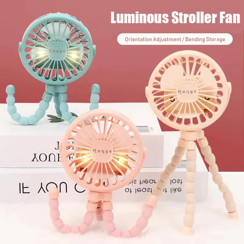 Portable Clip-On Stroller Fan - USB Rechargeable 600mAh Handheld Electric Fan with 3 Speed Settings for Outdoor & Home Use