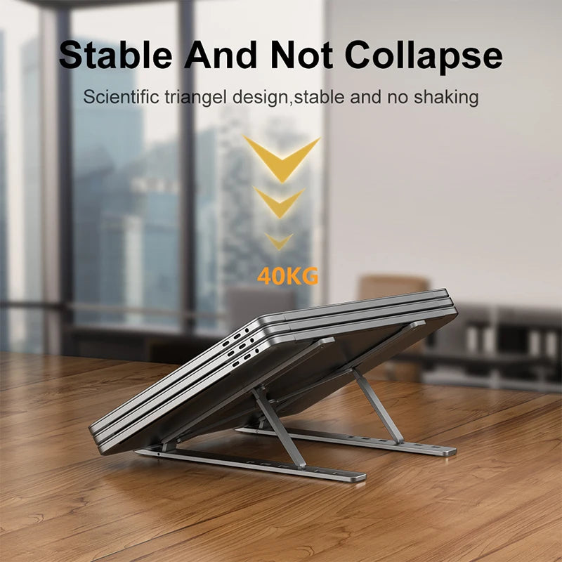 Adjustable Aluminum Alloy Laptop Stand - Foldable, Portable, and Non-Slip Cooling Holder for Your Notebook