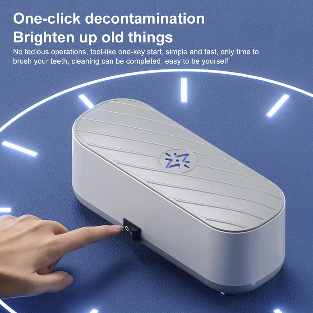 Portable Ultrasonic Jewelry Cleaner - USB Rechargeable Automatic Washing Machine for Glasses, Watches, and Necklaces