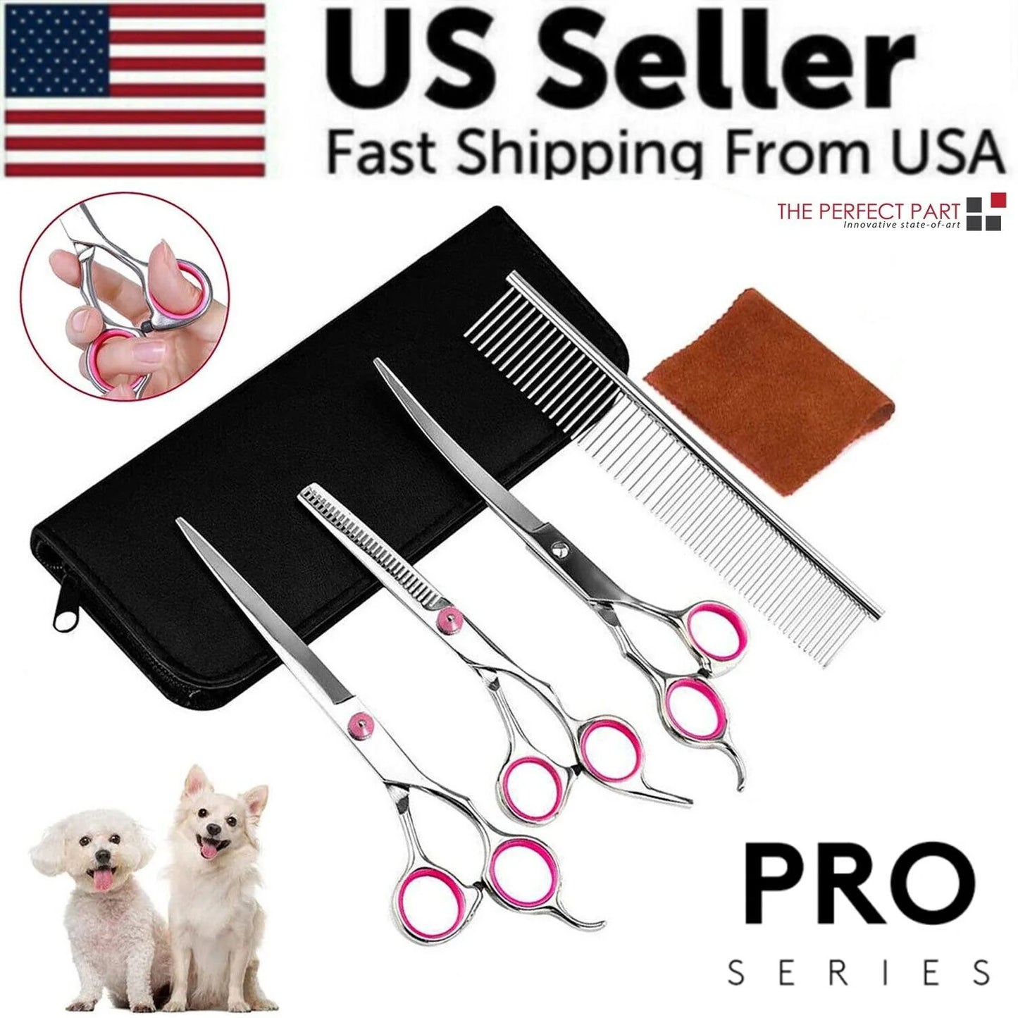 Premium Pet Dog Grooming Scissors Set - Stainless Straight, Curved & Thinning Shears for Perfect Grooming Results