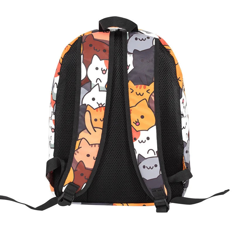 Cute Anime Neko Atsume Cat Backpack for Girls and Boys - Perfect Rucksack for Travel and School!