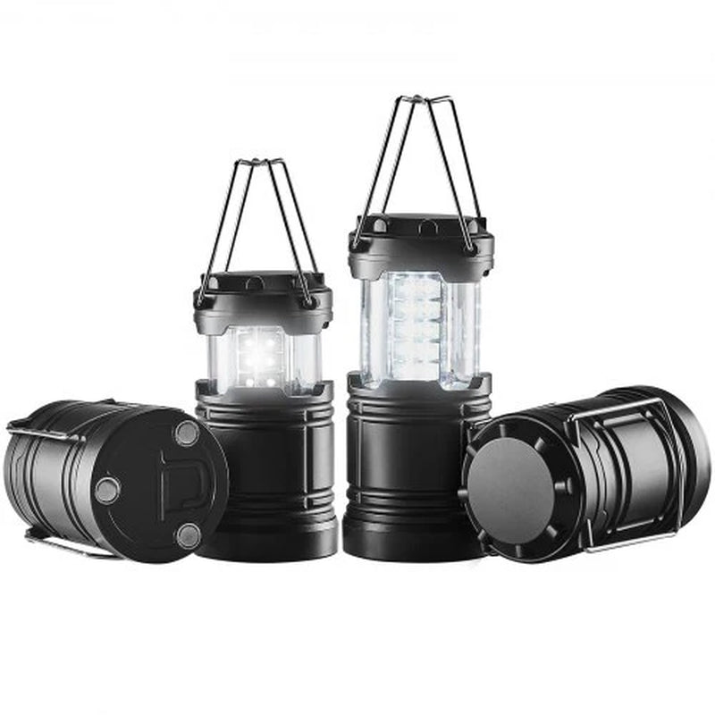 VEVOR Collapsible LED Camping Lanterns - Set of 4 Battery-Powered Lights for Outdoor Adventures