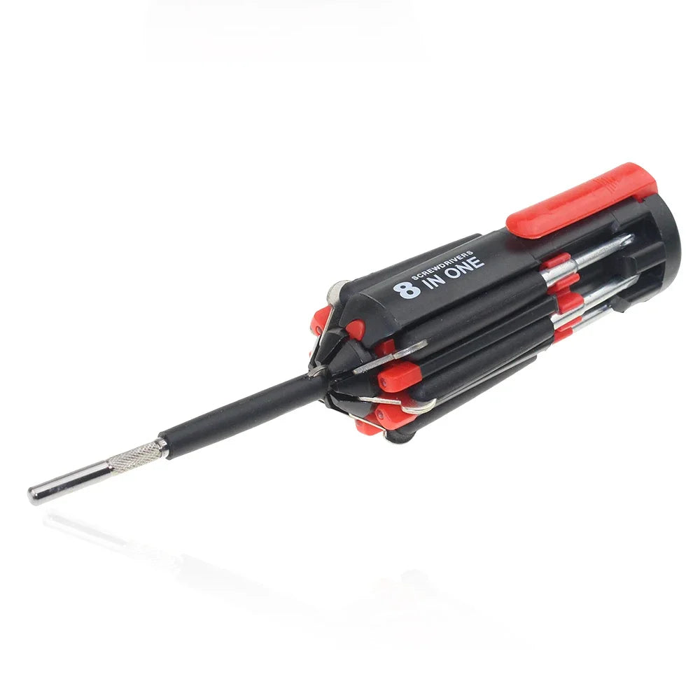 8-in-1 Precision Screwdriver Set with LED Light - Versatile Folding Multitool for Household Repairs and Garage Projects