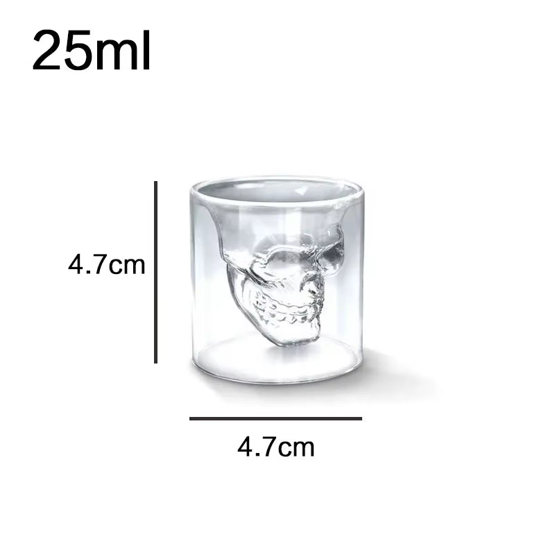 Double-Layered Transparent Skull Head Coffee Mug - Crystal Glass Cup for Whiskey, Wine, Vodka, and Beer