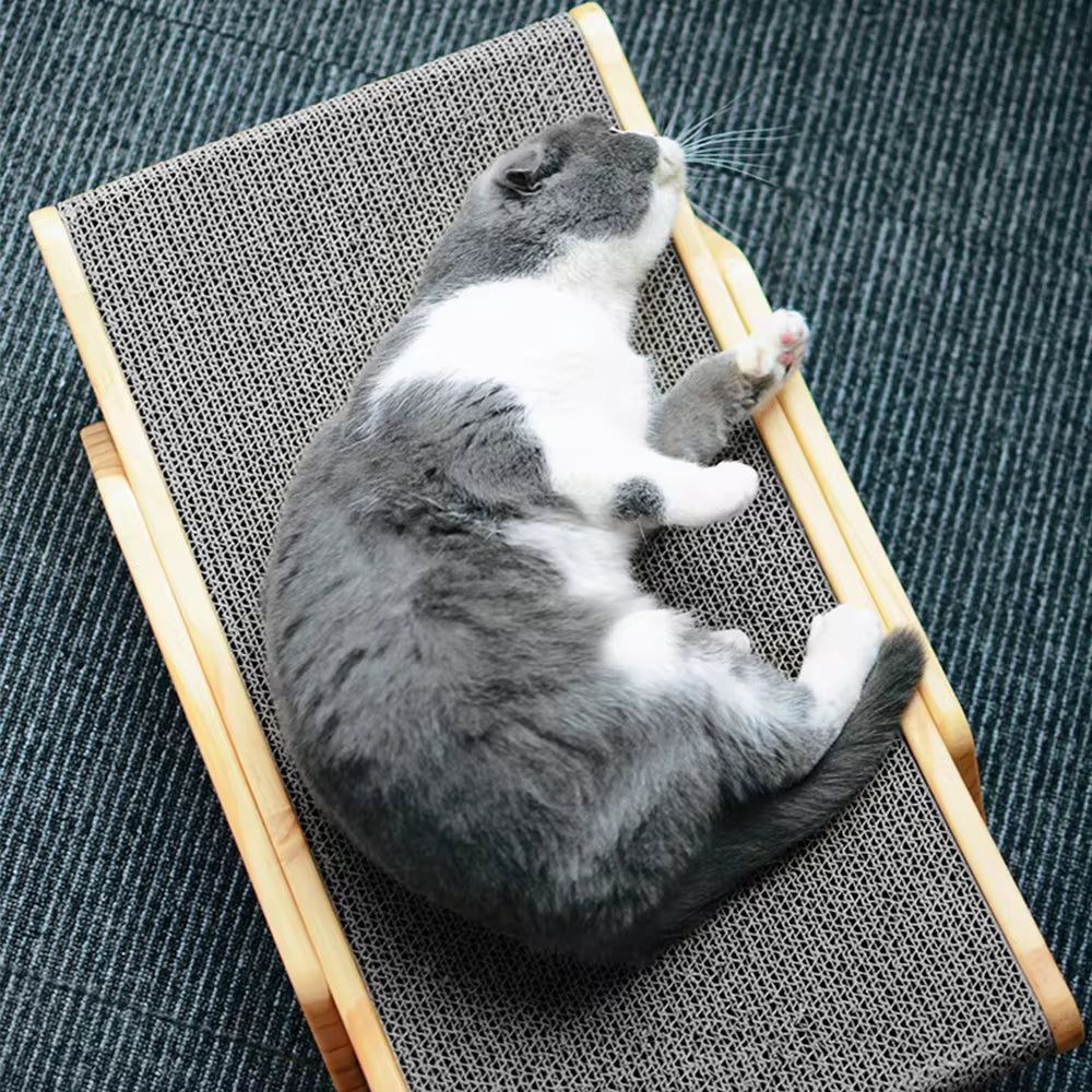 3-in-1 Wooden Cat Scratcher Lounge Bed - Detachable Scratching Post & Claw Grinding Toy