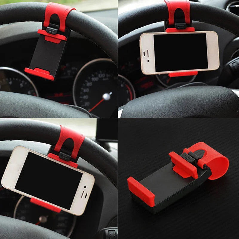 Universal Car Steering Wheel Phone Clip Mount - Versatile Holder for GPS, Camera & More - Essential Auto Interior Accessory