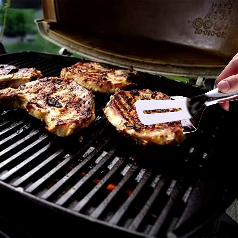 Multifunctional Stainless Steel Tongs - Perfect for Steak, BBQ, Pancakes, Pizza, Fish & More!