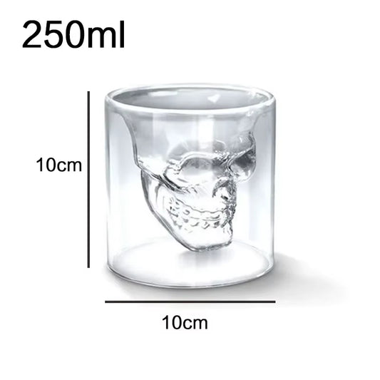 Double-Layered Transparent Skull Head Coffee Mug - Crystal Glass Cup for Whiskey, Wine, Vodka, and Beer