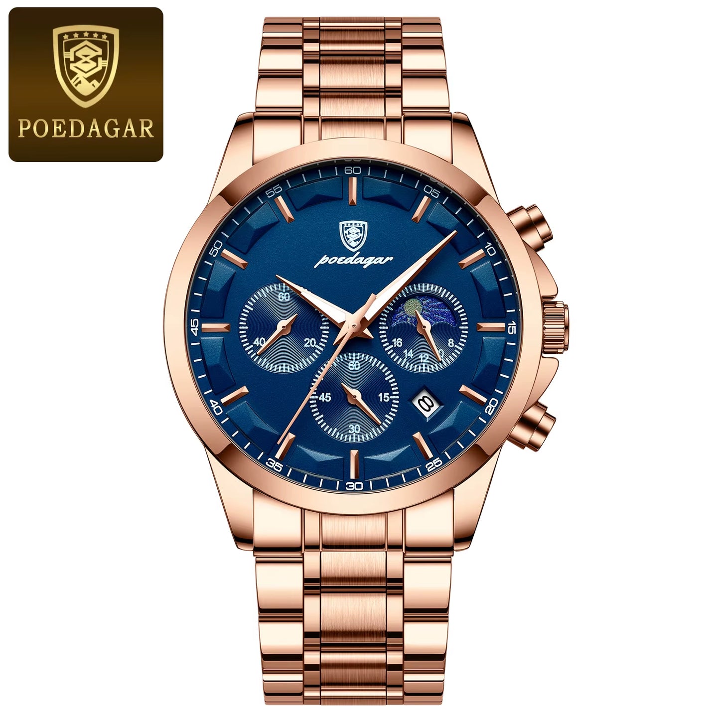 Luxury Men's Waterproof Quartz Chronograph Watch - Luminous Leather Date Wristwatch