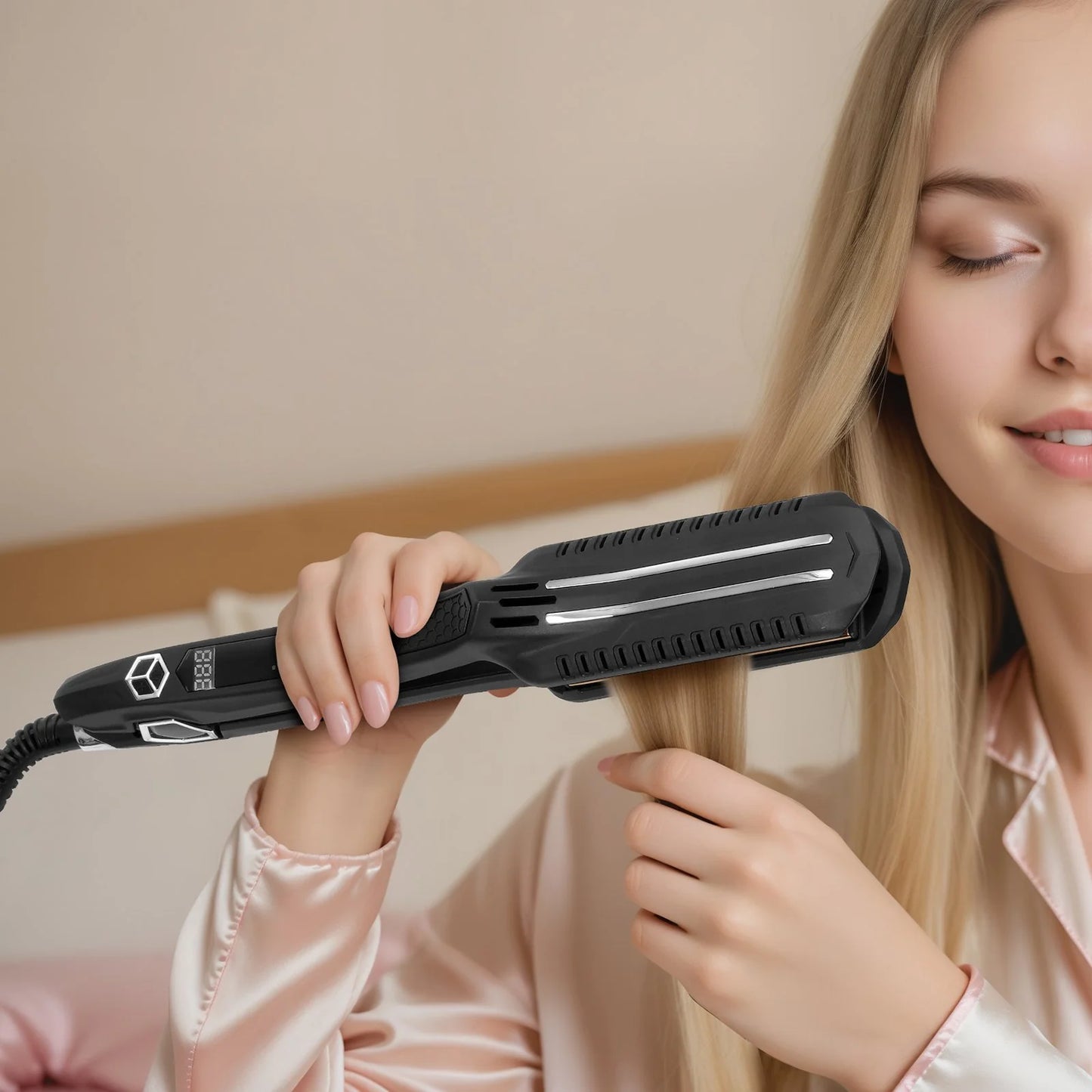 VEVOR Magic Hair Smoother: Titanium Frizz Fighter with 19 Style Display for Stunning Straight Locks - Perfect for Any Occasion!