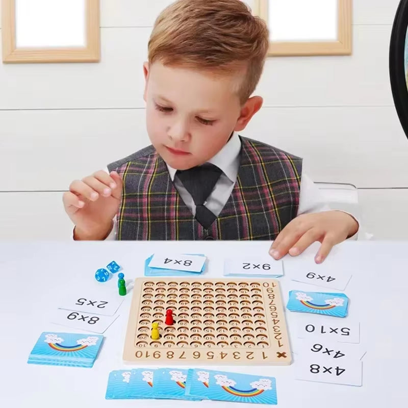 Engaging Montessori Multiplication Wooden Board Game - Fun Educational Toy for Kids to Master the 99 Multiplication Table!