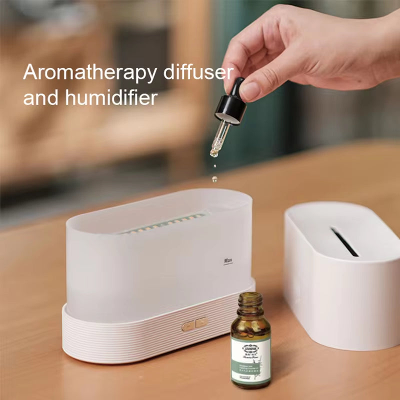 Ultrasonic Aroma Diffuser & Humidifier - LED Essential Oil Flame Lamp for Relaxing Cool Mist Ambiance