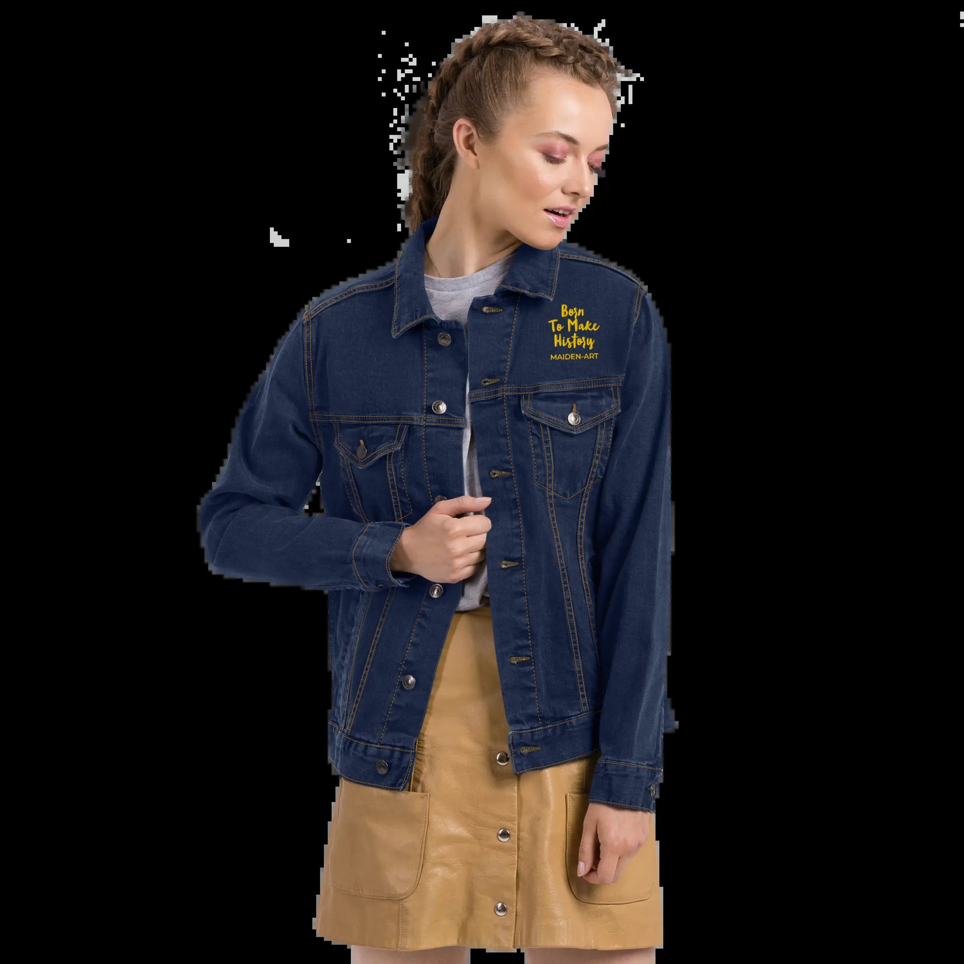 Rebel Denim Jacket with Luxe Gold Threading - Embrace Your Inner Nonconformist!