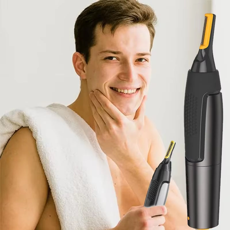 Rechargeable Waterproof Electric Nose and Ear Hair Trimmer for Men - Easy to Use and Safe Face Care Solution