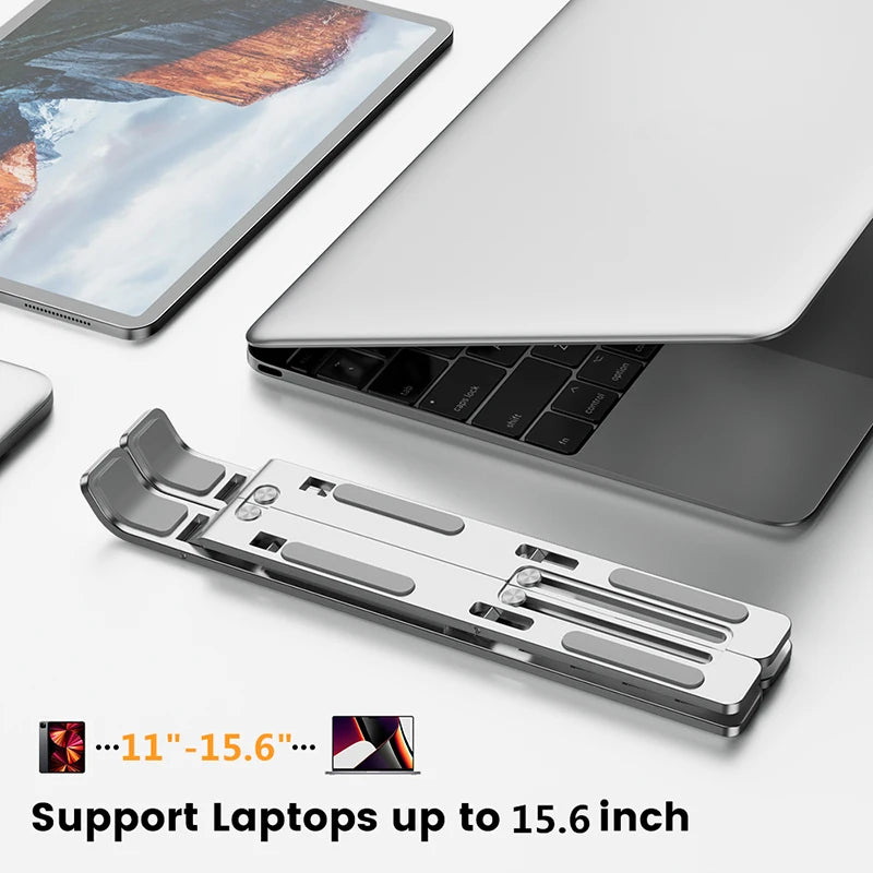 Adjustable Aluminum Alloy Laptop Stand - Foldable, Portable, and Non-Slip Cooling Holder for Your Notebook