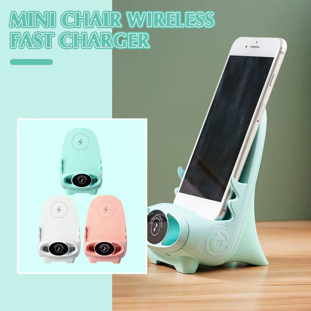 Portable Mini Wireless Charging Stand - 15W  Phone Holder & Desktop Organizer