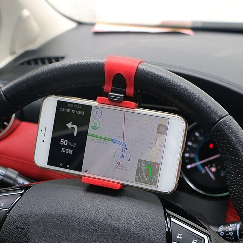 Universal Car Steering Wheel Phone Clip Mount - Versatile Holder for GPS, Camera & More - Essential Auto Interior Accessory