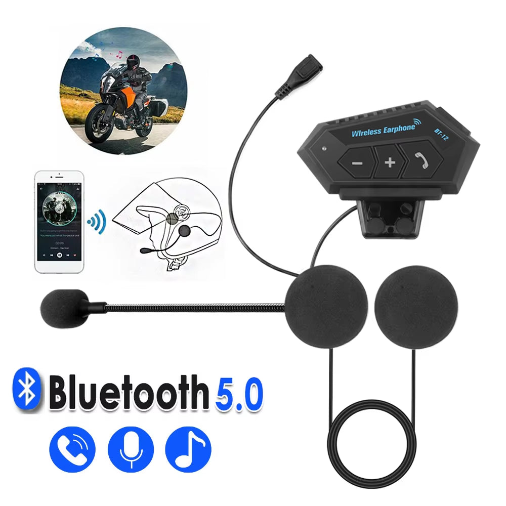 Wireless Motorcycle Helmet Headset - Hands-Free Call Kit & Waterproof Stereo Music Player with Anti-Interference Technology