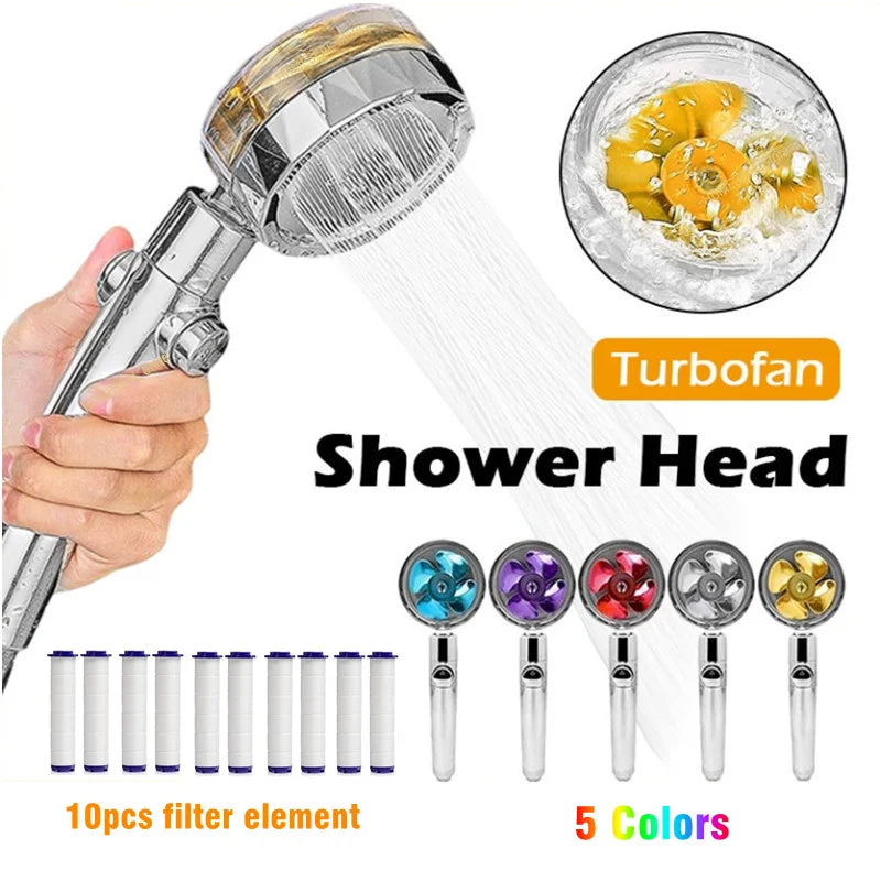 Get Ready to Shower Like a Pro with the High Pressure 360° Rotating Turbo Fan Shower Head - Water Saving Wonder for Your Bathroom!