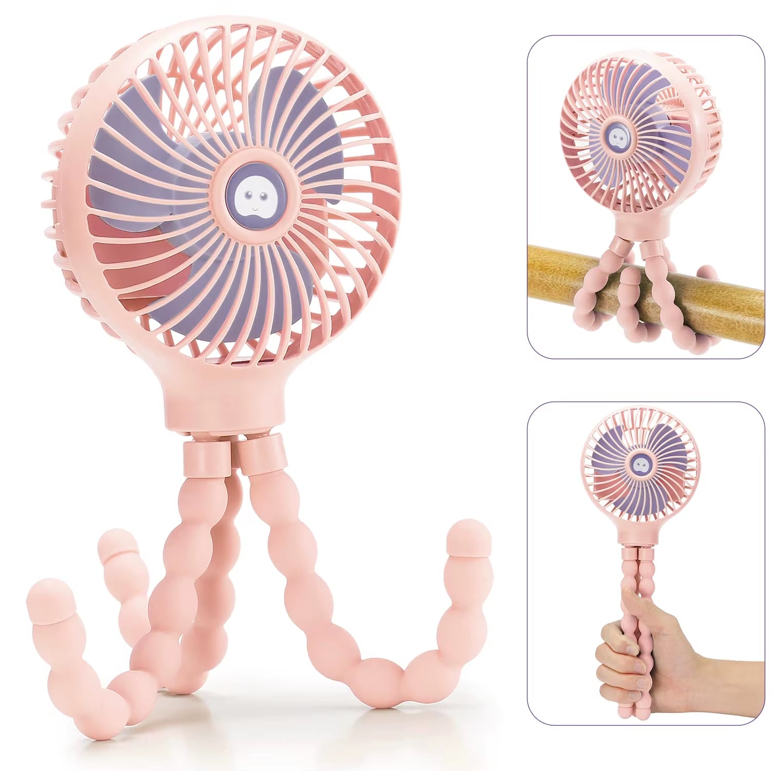 Portable Clip-On Stroller Fan - USB Rechargeable 600mAh Handheld Electric Fan with 3 Speed Settings for Outdoor & Home Use