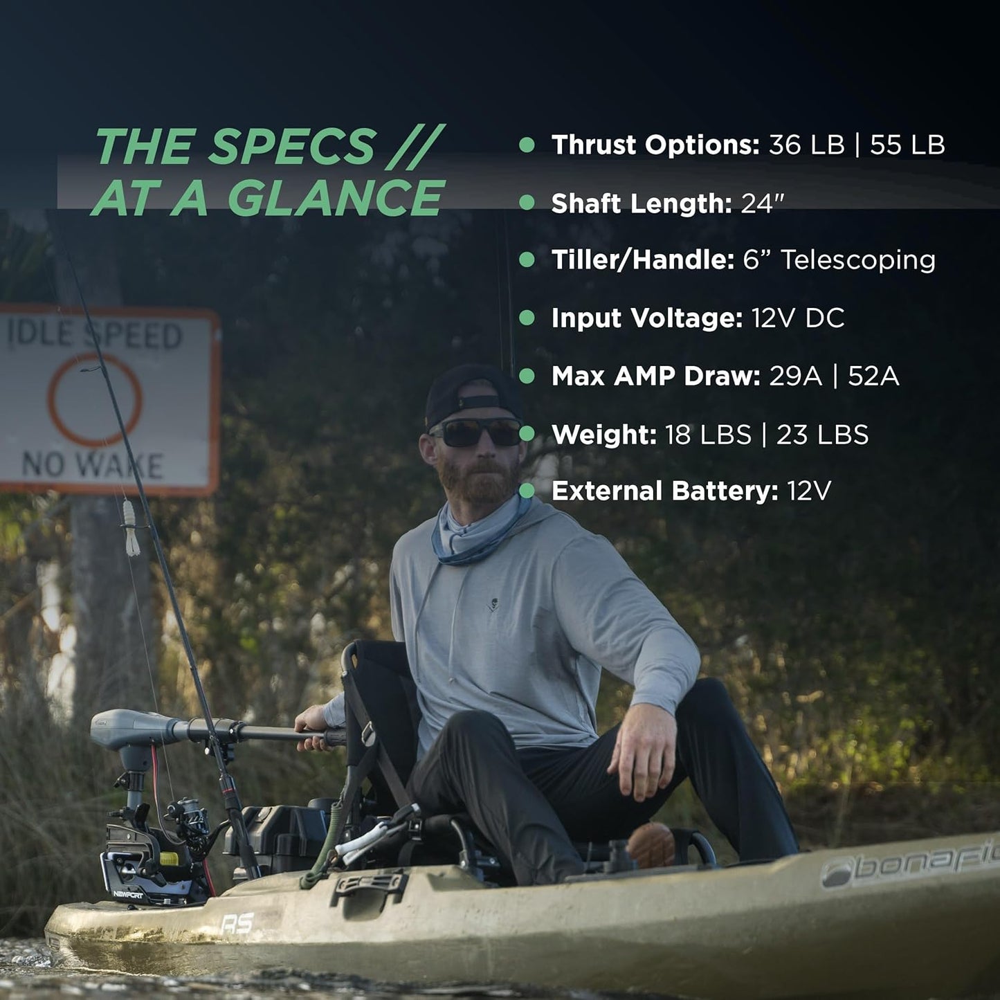 Kayak's Rocket-Powered Fish Finder: 55Lb Thrusting You Towards Dinner with a 24" Shaft and a Fancy Light Show!