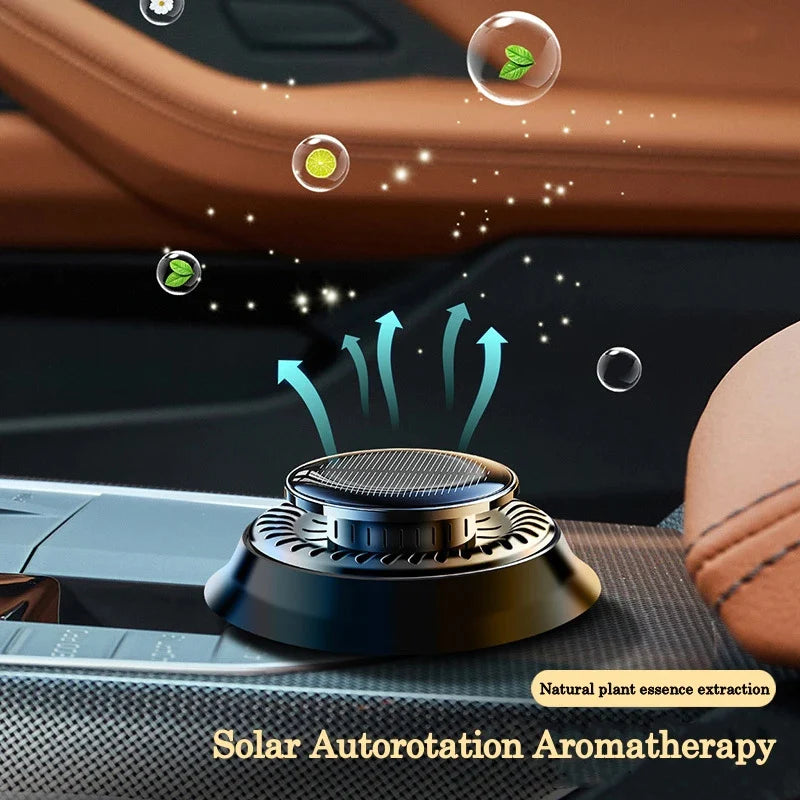 Solar-Powered Portable Kinetic Car Air Freshener - Double Ring Rotating Perfume Diffuser