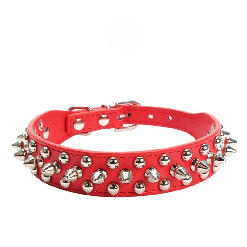 Stylish Spiked Studded Leather Dog Collar - Adjustable for Small to Large Pets, Perfect for Cats and Pit Bulls