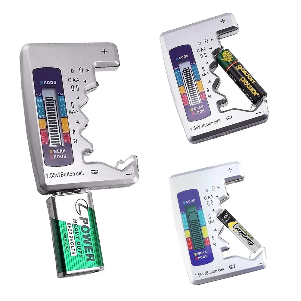 Ultimate Digital Battery Tester with LCD Display - Check AA/AAA/9V/1.5V Coin Cell Capacity & Load Analysis Tool