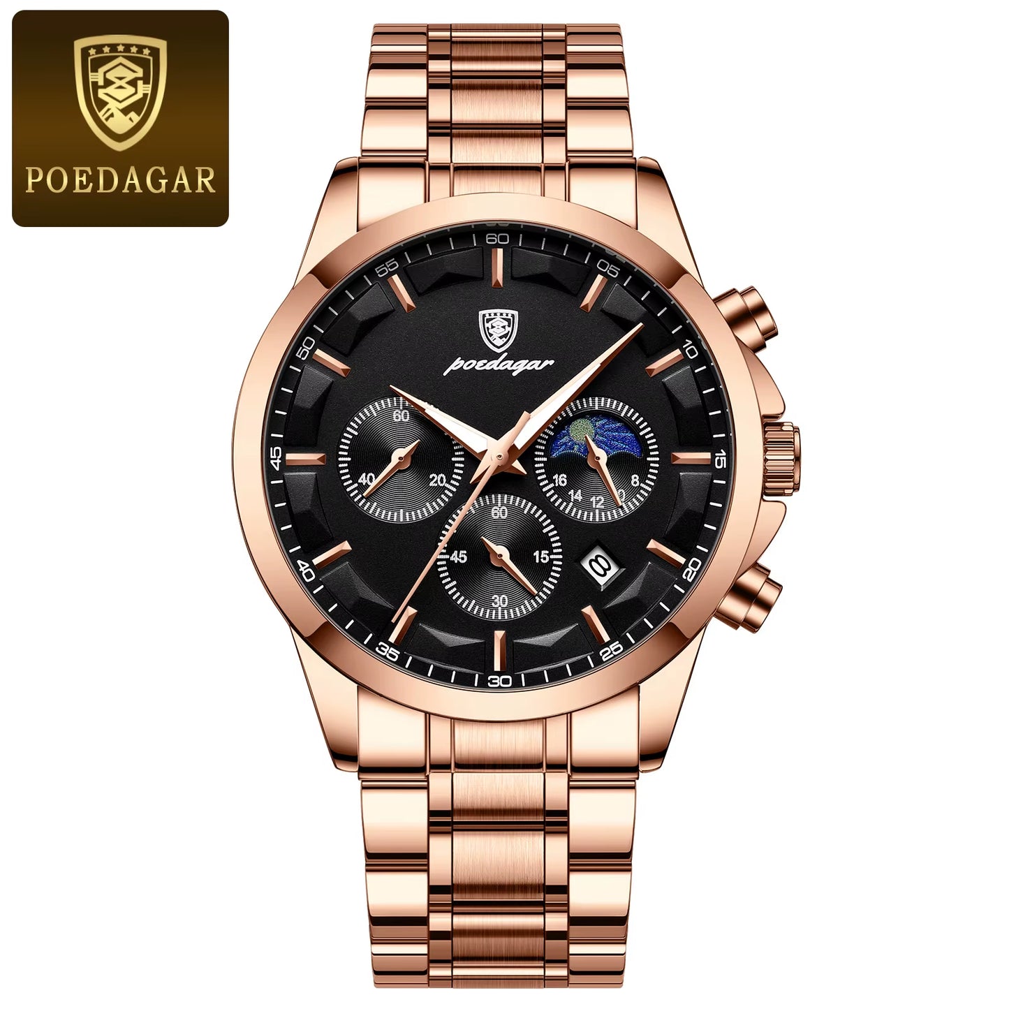 Luxury Men's Waterproof Quartz Chronograph Watch - Luminous Leather Date Wristwatch