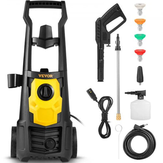 VEVOR 2000 PSI Electric Pressure Washer - 1.65 GPM, 30 Ft Hose & Reel, Foam Cannon, 5 Quick Connect Nozzles - Ideal for Cleaning Patios, Cars, Fences, Driveways - ETL Listed