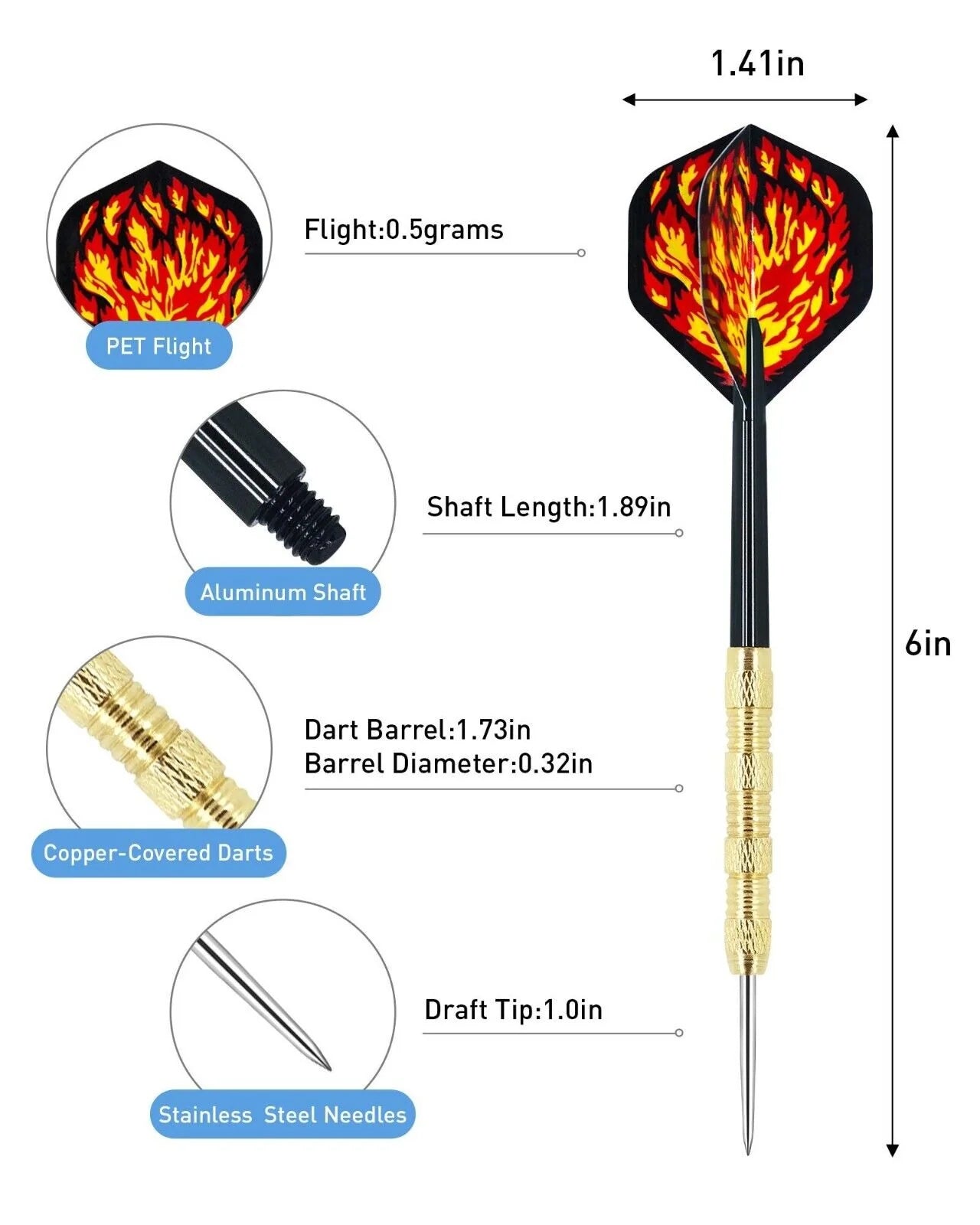 Professional Steel Tip Darts Set - 5 Sets (15 Pcs) with Slim Barrel and Dart Flights