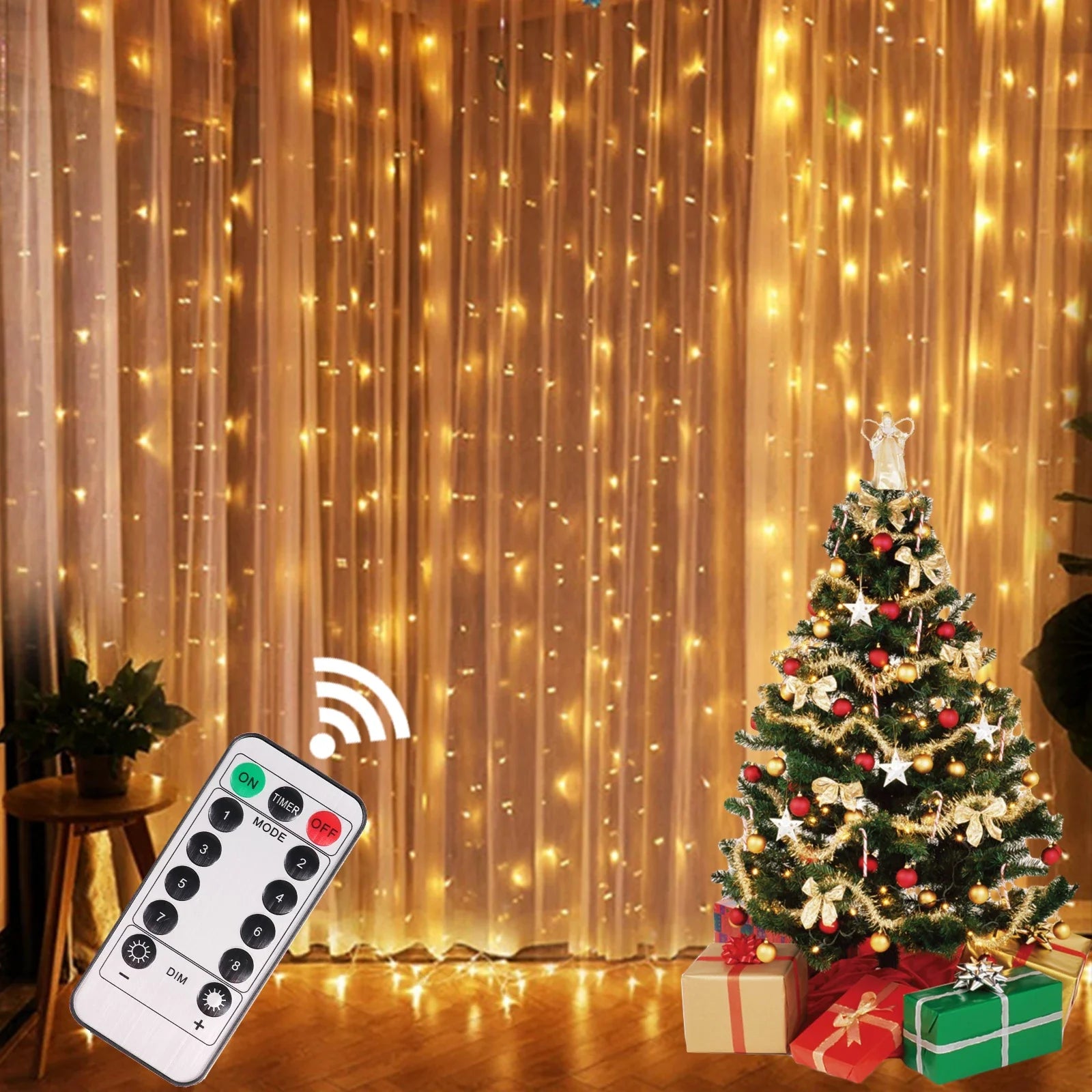 Enchanting Christmas Lights Curtain Garland - Festive Home Decor & Perfect Xmas Gifts for 2024 New Year Celebrations!