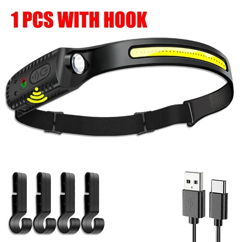 Brightest Rechargeable LED Sensor Headlamp - Perfect for Camping, Fishing, and Every Adventure!