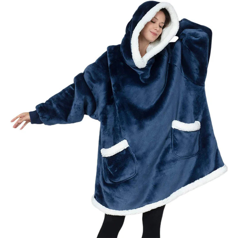 Cozy Oversized Winter Hoodie Blanket with Pockets for Men and Women