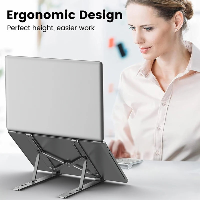 Adjustable Aluminum Alloy Laptop Stand - Foldable, Portable, and Non-Slip Cooling Holder for Your Notebook