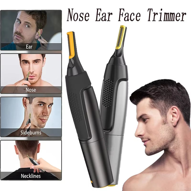 Rechargeable Waterproof Electric Nose and Ear Hair Trimmer for Men - Easy to Use and Safe Face Care Solution