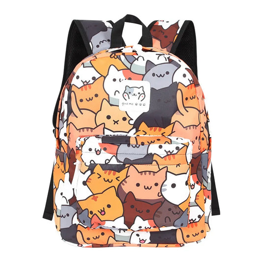 Cute Anime Neko Atsume Cat Backpack for Girls and Boys - Perfect Rucksack for Travel and School!