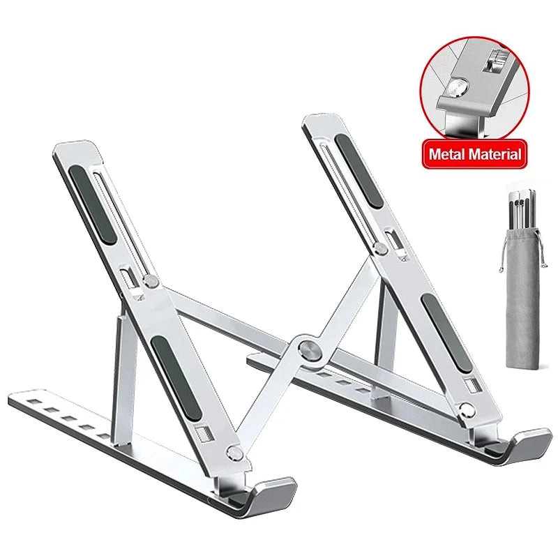 Adjustable Aluminum Alloy Laptop Stand - Foldable, Portable, and Non-Slip Cooling Holder for Your Notebook