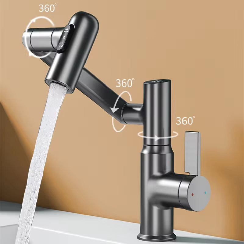 Get Ready to Rotate and Illuminate! The 360° Rotating LED Basin Faucet - Your Bathroom’s New Best Friend for Hot & Cold Water Fun!