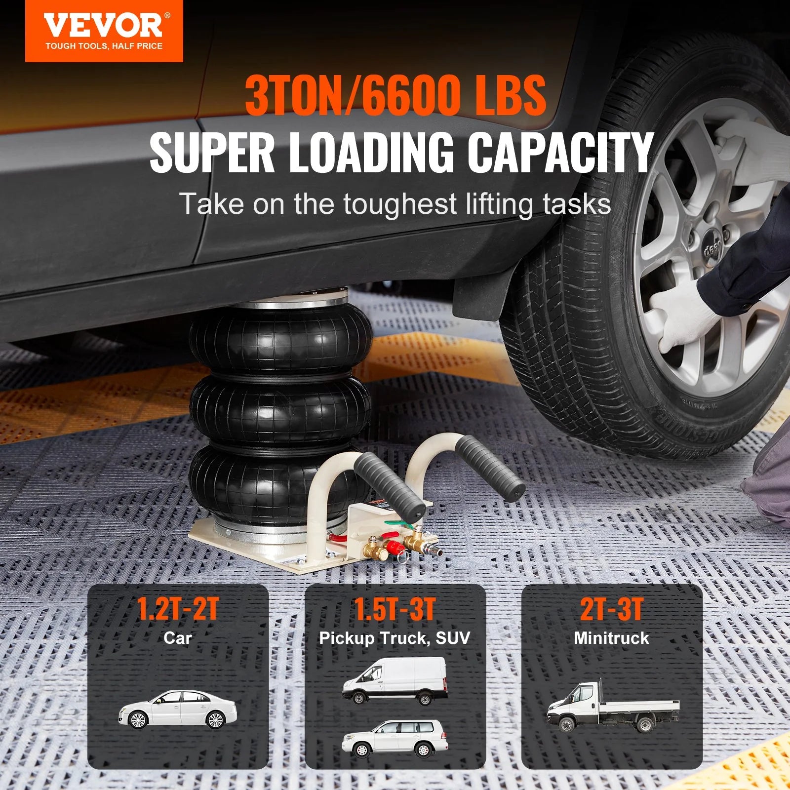 Bump your Ride into the Stratosphere with the VEVOR Triple Bag Air Jack: The 3-Ton Party Balloon for Your Car or SUV!