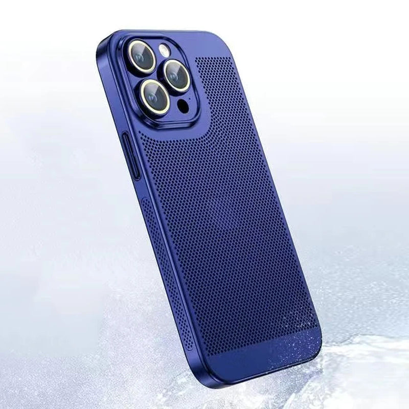 Stay Cool and Stylish: The Ultimate Heat Dissipation Phone Case for iPhone 11-16 Pro Max & Mini with a Snazzy Electroplated Border and Honeycomb Mesh!