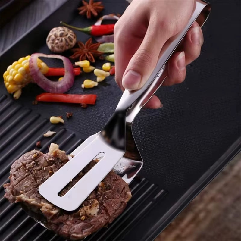 Multifunctional Stainless Steel Tongs - Perfect for Steak, BBQ, Pancakes, Pizza, Fish & More!